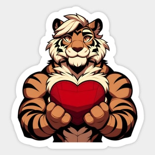 Anthro Furry Tiger Valentine Lover Sticker